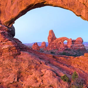 USA, Utah, Arches National Park, North window and Turrent arch