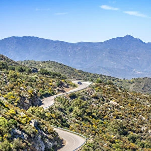 Winding mountain road, El Port de la Selva, Costa Brava, Catalonia, Spain