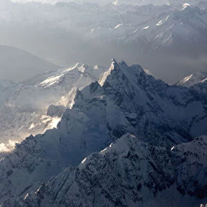 Aerial view of the rugged Hengduan Mountains of Tibet