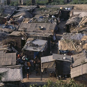 BANGLADESH, Dhaka View over slum dwellings near the Sonargoan Hotel