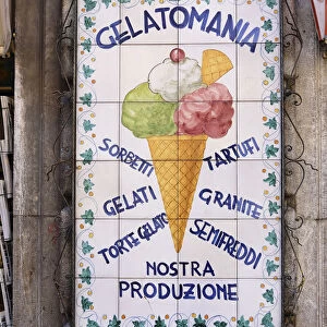 ceramic; ceramic ice cream sign; ceramic sign; Europe; European; gelato; ice cream