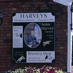 ENGLAND East Sussex Lewes John Harveys Brewery sign on side of the brewery shop