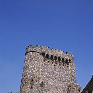 ENGLAND East Sussex Lewes Lewes Castle View of one of the semi octagonal towers