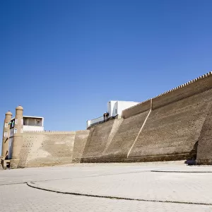 Entrance, outer walls and viewing gallery of the Ark Fortress, Registan Square, Bukhara