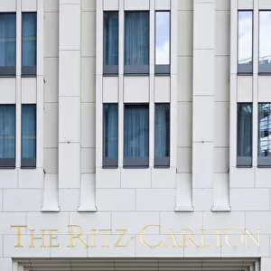 Germany, Berlin, Mitte, The Ritz Carlton Hotel entrance in Potsdamer Platz