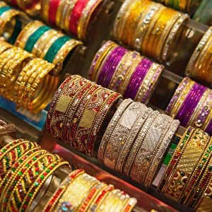 i, Uttar Pradesh, Varanasi, Display of bangles and bracelets in a shop on Dashaswmedh Ghat Road in Varanasi