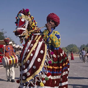 INDIA, Rajasthan, Jaipur Horse dancer at the Jaipur Heritage Festival