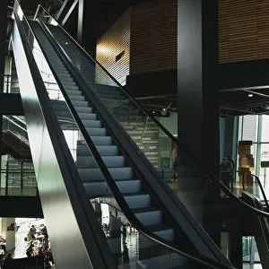 Ireland, North, Belfast, Titanic quarter visitor attraction interior with escalators