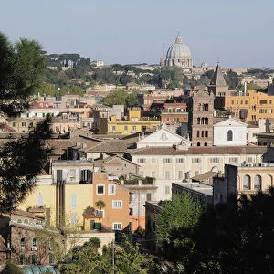 Italy, Lazio, Rome, Aventine Hill, Parco Savelli, views across to St Peters Dome