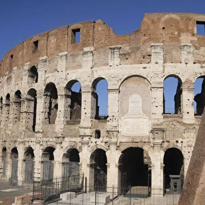 Italy, Lazio, Rome, Colosseum, view of Colosseum with brick wall
