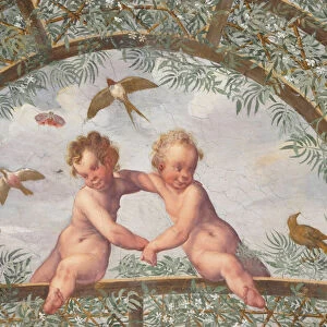 Italy, Lazio, Rome, Villa Borghese, Villa Giulia, painted detail in loggia