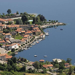 Italy, Lombardy, Lake Orta, lake views of Pella from Madonna del Sasso