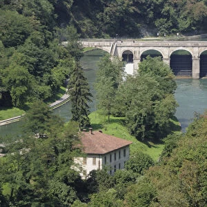 Italy, Lombardy, Valle Adda, views of canal at Paderno d Adda