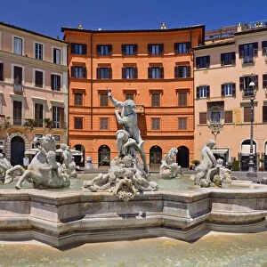 Italy, Rome, Piazza Navona, Fontana del Nettuno or Fountain of Neptune