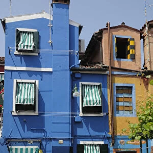 Italy, Veneto, Venice, Burano, blue house