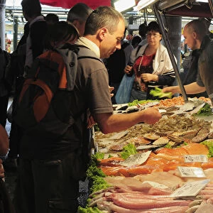 Italy, Veneto, Venice, fish stall, Rialto fish market