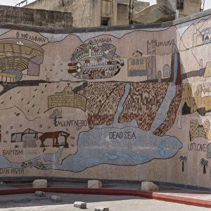 A mosaic tile map of Jordan