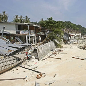 What was once paradise is now ruined by the tsunami beach on koh Phi Phi