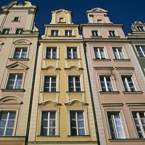 POLAND, Wroclaw Pastel coloured building facades in the Old Town Square