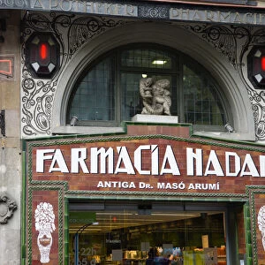 Spain, Catalonia, Barcelona, The Art Nouveau Farmacia Nadal pharmacy