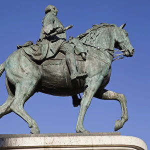 Spain, Madrid, Statue of King Carlos III on Puerta del Sol