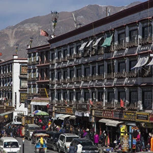 A street scene in modern Lhasa, Tibet