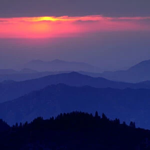 Sunset over Sierra Nevada hills