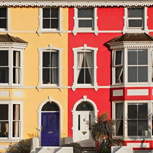 Wales, Llanfairfechan, Colourful housing along the seafront