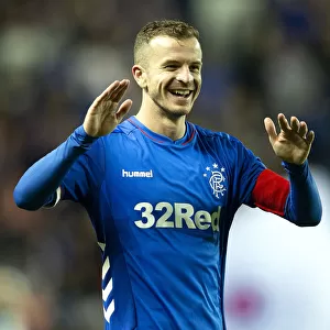 Rangers Andy Halliday Celebrates Quarter Final Betfred Cup Victory over Ayr United at Ibrox Stadium