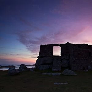 16th century fort built to defend harbour silhouetted at sunrise, The Blockhouse, Block Point
