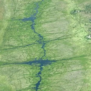 Aerial view of wetland habitat, Okavango Delta, Botswana