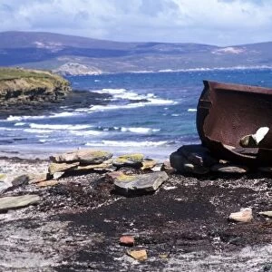 Falkland Islands Old caldron used for boiling Penguins - Falklands