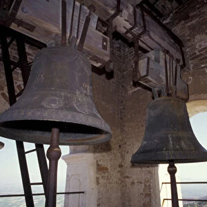 Europe, Albania, Ardenice. Monastery bells
