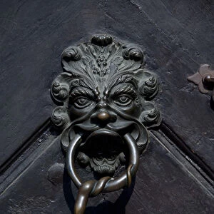 Germany, Bamberg. Old black door