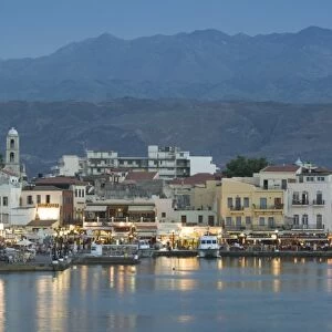 GREECE, CRETE, Hania Province, Hania: Dusk / Evening at the Venetian Port