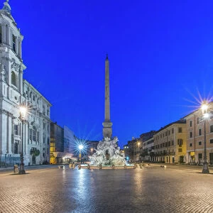 Italy, Rome, Piazza Navona at Dawn