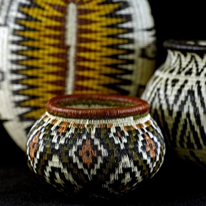 Latin America, Panama, Panamanian arts & crafts. Traditional Embera Indian baskets