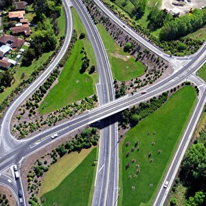 Motorway intersection, Mosgiel, near Dunedin - aerial