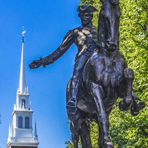Paul Revere Statue, Old North Church, Freedom Trail, Boston, Massachusetts