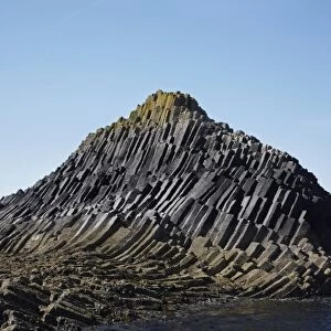 Polygonal basalt, Am Buachaille rocks, Staffa, off Isle of Mull, Scotland, United Kingdom
