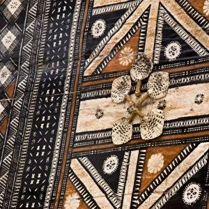 Polynesia, Kingdom of Tonga. Detail of tapa cloth made of bark. Credit as: Wendy