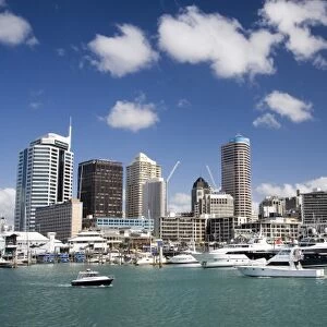 Skytower, Central Business District, Viaduct Basin and Superyachts, Auckland, North Island, New Zealand