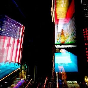 USA, New York, New York City. Nighttime abstract of Times Square