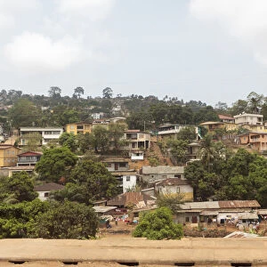West Africa, Sierra Leone, Freetown. Suburban development houses on a hillside
