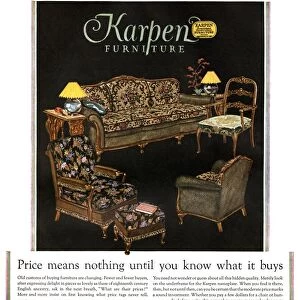 AD: FURNITURE, 1927. American advertisement for Karpen Furniture, 1927