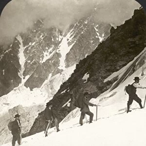 ALPINE MOUNTAINEERING, 1908. Climbers ascending Mont Blanc in the Savoy Alps, with