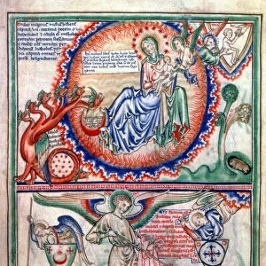 APOCALYPSE. Woman clothed with sun (top); St. Michael and dragon: English Apocalyptic ms