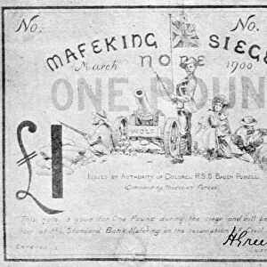 BOER WAR: CURRENCY, 1900. Siege note for 1 Pound issued at Mafeking, South Africa