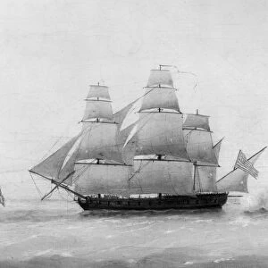 BRITISH FRIGATE BOSTON. The British frigate, HMS Boston, on which John Adams