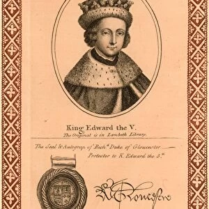 EDWARD V (1470-1483). King of England, April-June 1483. Line engraving, English, c1800